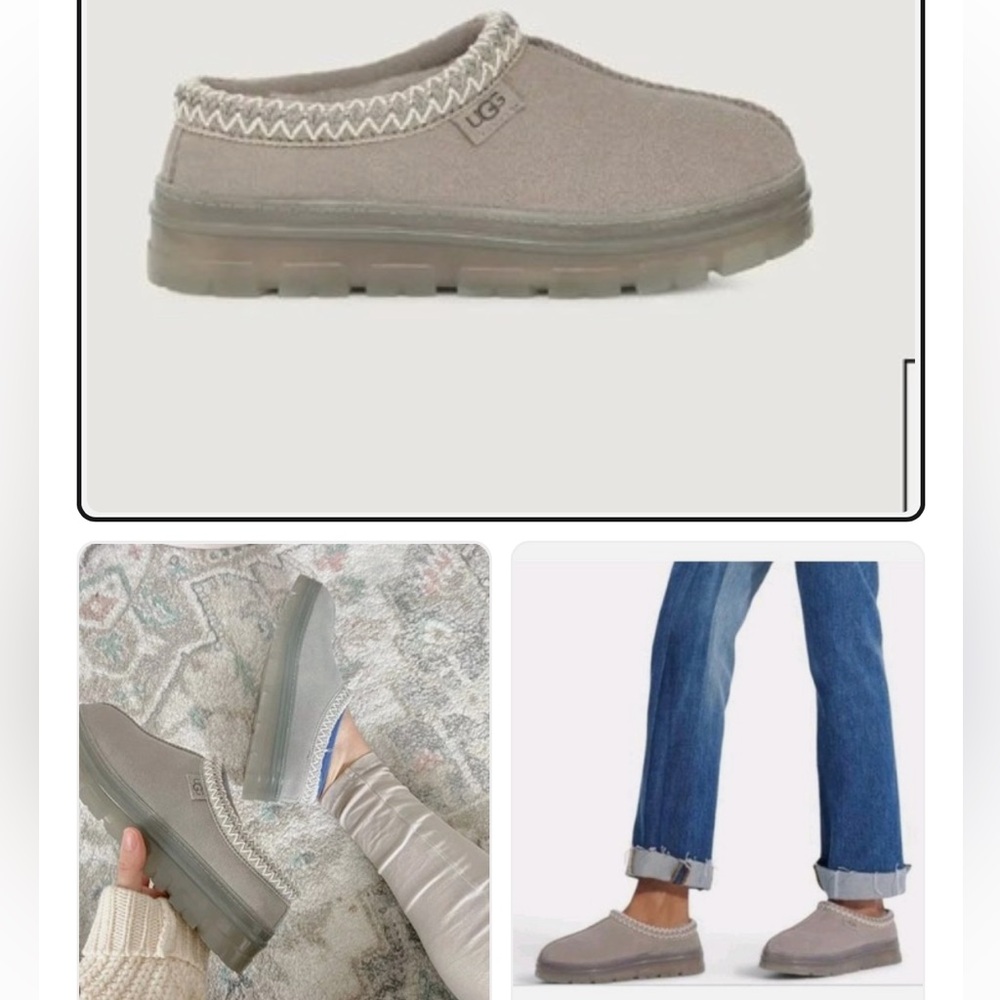 UGG Women's Tasman Gray with clear bottom Slip-On Shoes - size 8